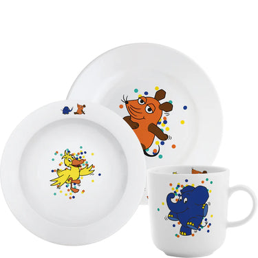 Kahla Porzellan „Die Maus“ – Konfetti-Design auf Kinderteller und -becher für fröhliche Mahlzeiten mit Lieblingsmotiv