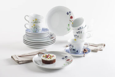 Kahla Porzellan Five Senses Wildblume Kaffeeservice 18 tlg. Aquarell-Blau - Made in Germany - Kahla Porzellan Wildblume Kaffeeservice 18 tlg. Aquarell-Blau | Kaffeeservice Kahla Porzellan - exklusiv und hochwertig | SmacoGlas