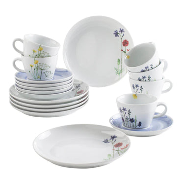 Kahla Porzellan Five Senses Wildblume Kaffeeservice 18 tlg. Aquarell-Blau - Made in Germany - Kahla Porzellan Wildblume Kaffeeservice 18 tlg. Aquarell-Blau | Kaffeeservice Kahla Porzellan - exklusiv und hochwertig | SmacoGlas