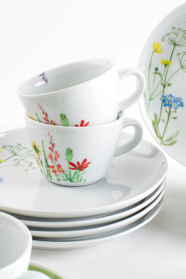 Kahla Porzellan Five Senses Wildblume Kaffeeservice 18 tlg. Aquarell-Grün - Made in Germany - Kahla Porzellan Wildblume Kaffeeservice 18 tlg. Aquarell-Grün | Kaffeeservice Kahla Porzellan - exklusiv und hochwertig | SmacoGlas