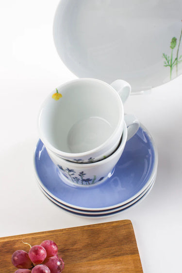 Kahla Porzellan Five Senses Wildblume Frühstücks-Set 16 tlg. Aquarell-Blau - Made in Germany - Kahla Porzellan Wildblume Frühstücks-Set 16 tlg. Aquarell-Blau | Kaffeeservice Kahla Porzellan - exklusiv und hochwertig | SmacoGlas
