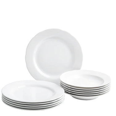Kahla Porzellan Rosella Tafelservice 12tlg. weiß oder Zwiebelmuster - Made in Germany - Kahla Porzellan Rosella Tafelservice 12tlg. weiß oder Zwiebelmuster | Tafelservice Kahla Porzellan - exklusiv und hochwertig | SmacoGlas
