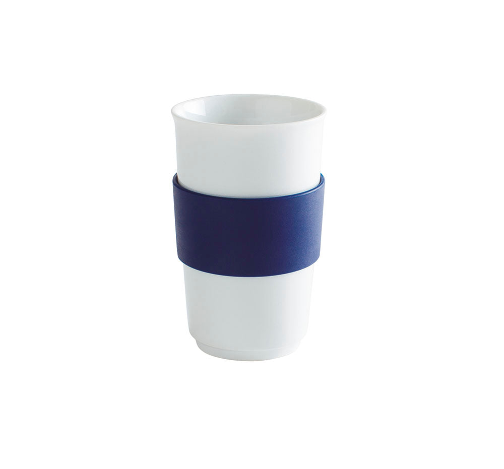 Kaffee Becher Porzellan Bunt mit Gummi Griff marine blau