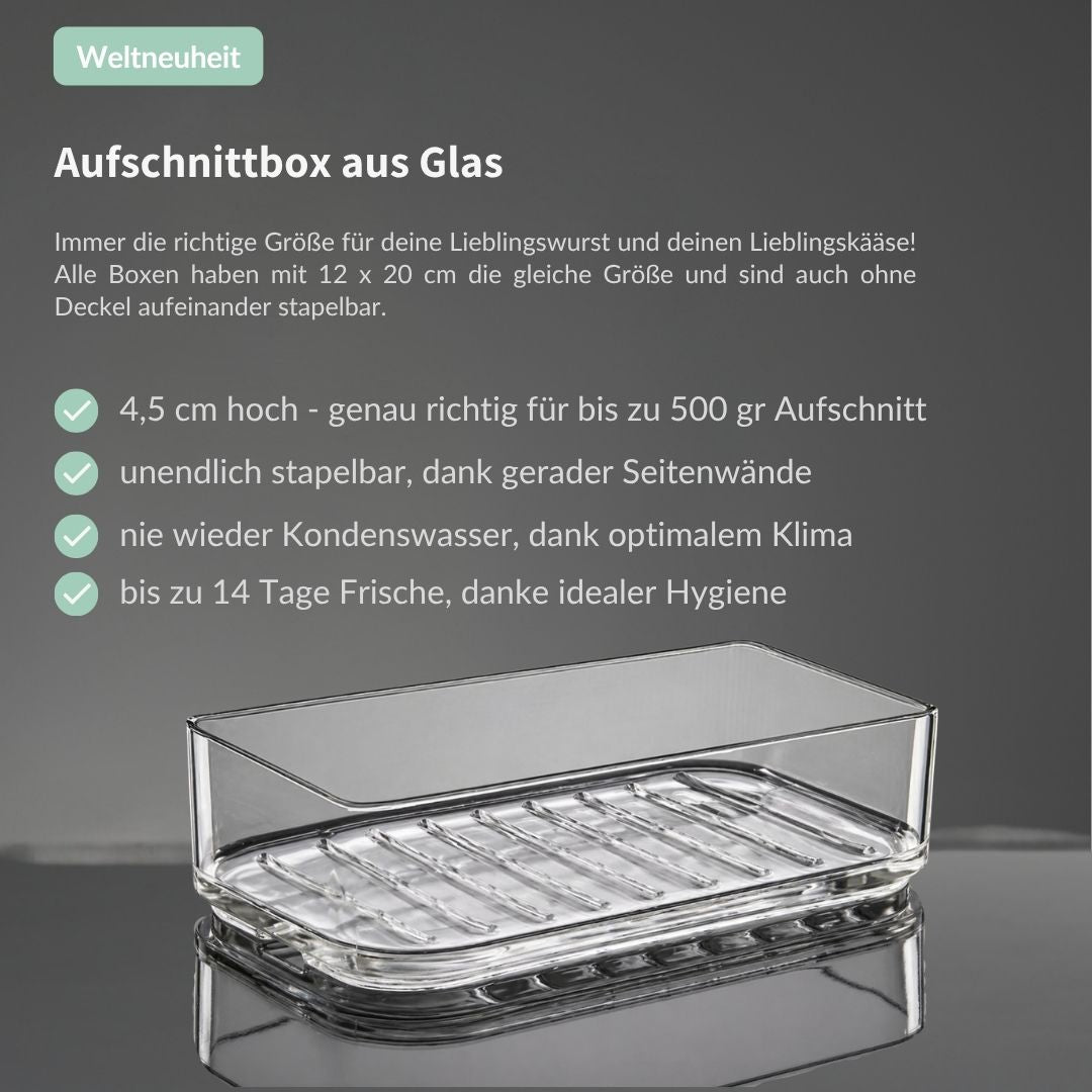Vorbestellung: SmacoGlas® stapelbare Aufschnittbox aus Glas