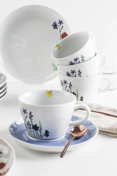 Kahla Porzellan Five Senses Wildblume  Kaffeeservice 18 tlg. Aquarell-Blau - Made in Germany - Kahla Porzellan Wildblume Kaffeeservice 18 tlg. Aquarell-Blau | Kaffeeservice Kahla Porzellan - exklusiv und hochwertig | SmacoGlas