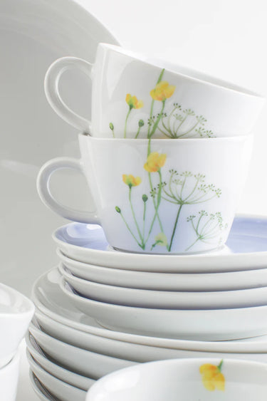 Kahla Porzellan Five Senses Wildblume  Kombi-Set 30 tlg. Aquarell-Blau - Made in Germany - Kahla Porzellan Wildblume Kombi-Set 30 tlg. Aquarell-Blau | Tafelservice Kahla Porzellan - exklusiv und hochwertig | SmacoGlas