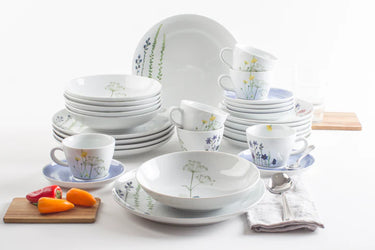Kahla Porzellan Five Senses Wildblume  Kombi-Set 30 tlg. Aquarell-Blau - Made in Germany - Kahla Porzellan Wildblume Kombi-Set 30 tlg. Aquarell-Blau | Tafelservice Kahla Porzellan - exklusiv und hochwertig | SmacoGlas