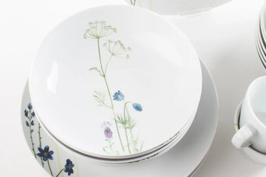 Kahla Porzellan Five Senses Wildblume  Kombi-Set 30 tlg. Aquarell-Blau - Made in Germany - Kahla Porzellan Wildblume Kombi-Set 30 tlg. Aquarell-Blau | Tafelservice Kahla Porzellan - exklusiv und hochwertig | SmacoGlas