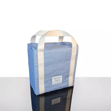 SmacoGlas Stofftasche in Hellblau mit weißen Streifen – maritimes Design für stilvollen und nachhaltigen Einkauf