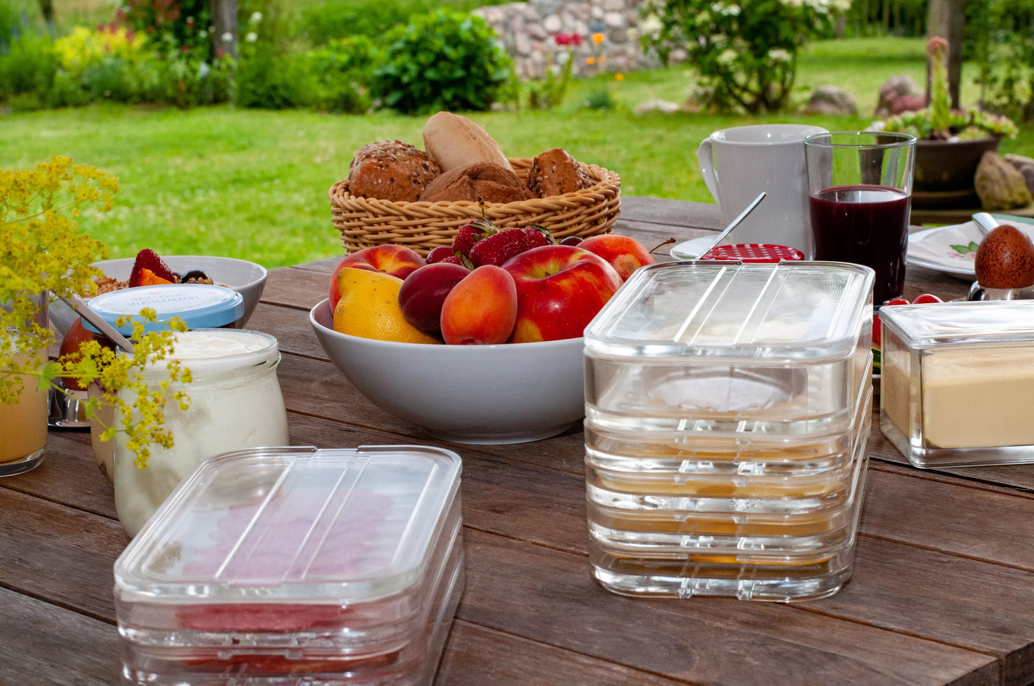 Aufschnittbox Glas Deckel Glas Frische Wurst, Kaese