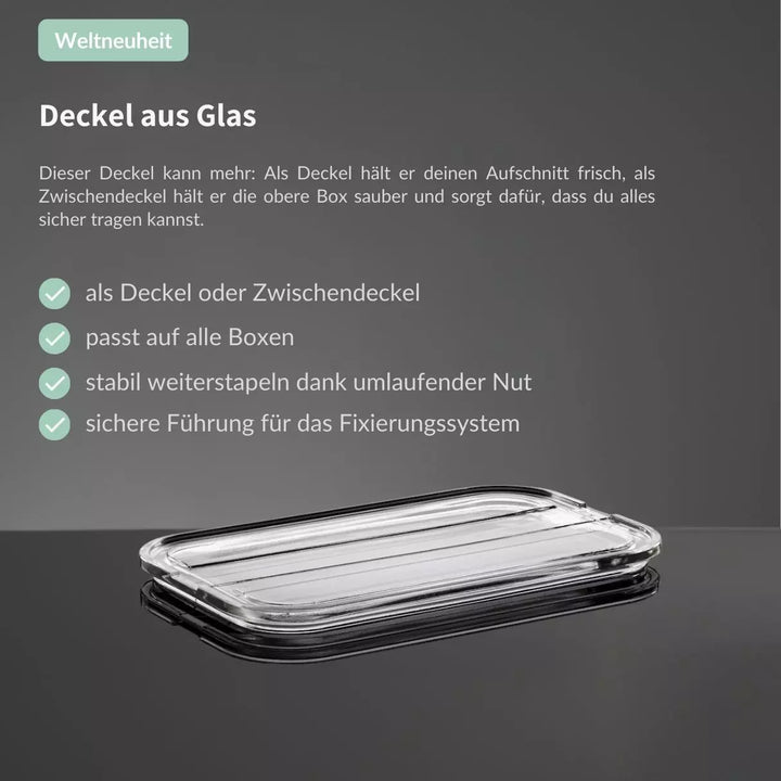 SmacoGlas Deckel aus Glas mit Daten und Benefits