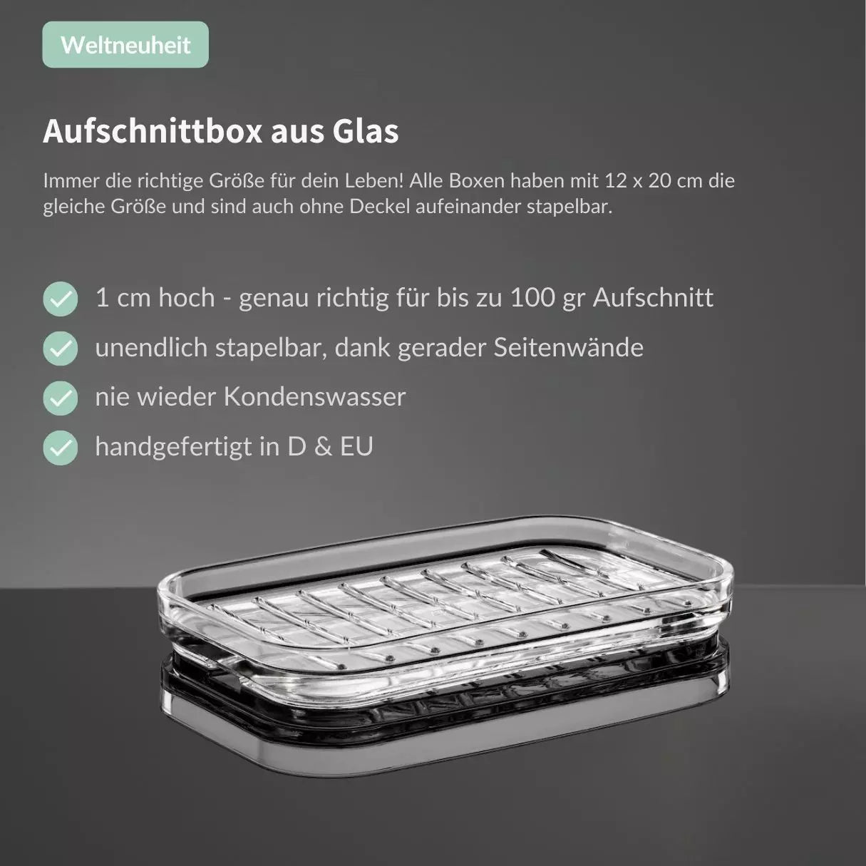 SmacoGlas® stapelbare Aufschnittbox aus Glas