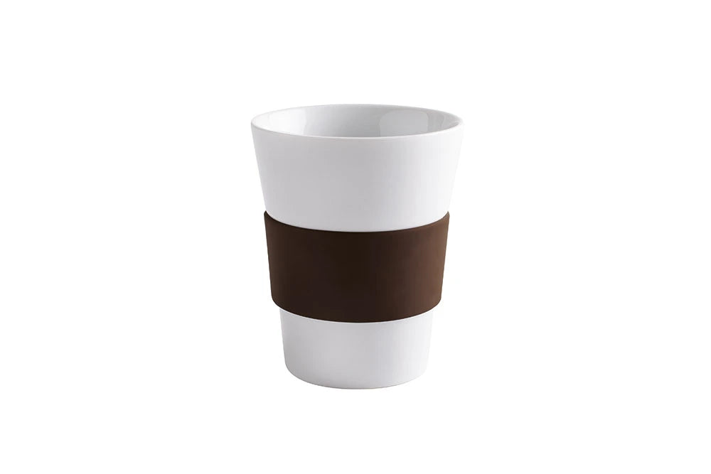 Cupit Kaffee Becher Porzellan Bunt mit Gummi Griff Dunkel braun