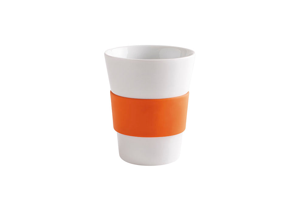 Cupit Kaffee Becher Porzellan Bunt mit Gummi Griff Orange