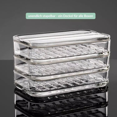 stapelbare Aufschnittbox aus Glas - 0% Kondenswasser - SmacoGlas Aufschnittbox Glas | Glas SmacoGlas - exklusiv und hochwertig | SmacoGlas